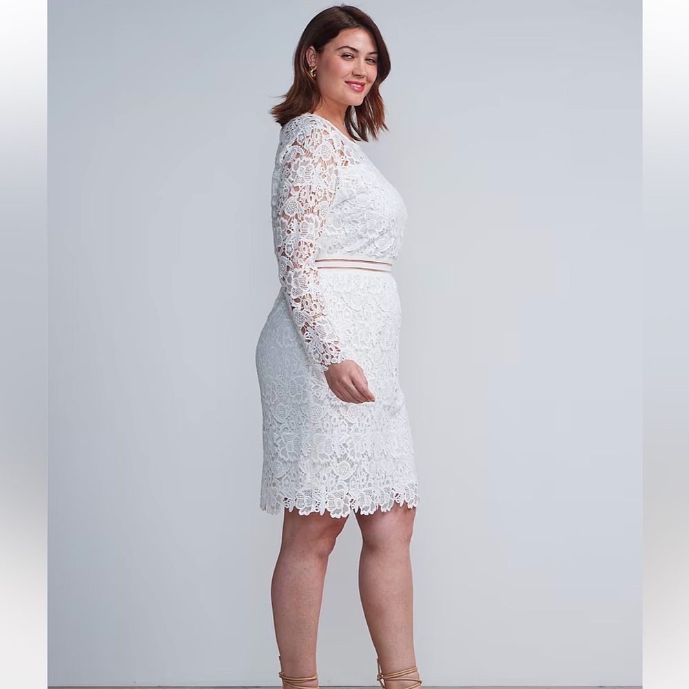 New York & Company Plus Floral Lace Sheath Dress